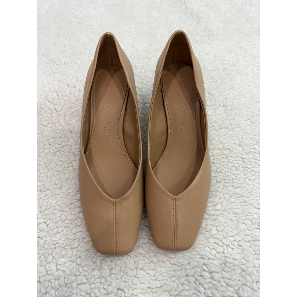 Katy Perry The Laterr Pumps Tan Square Toe Shoes Low Block Heel Women's Size 9